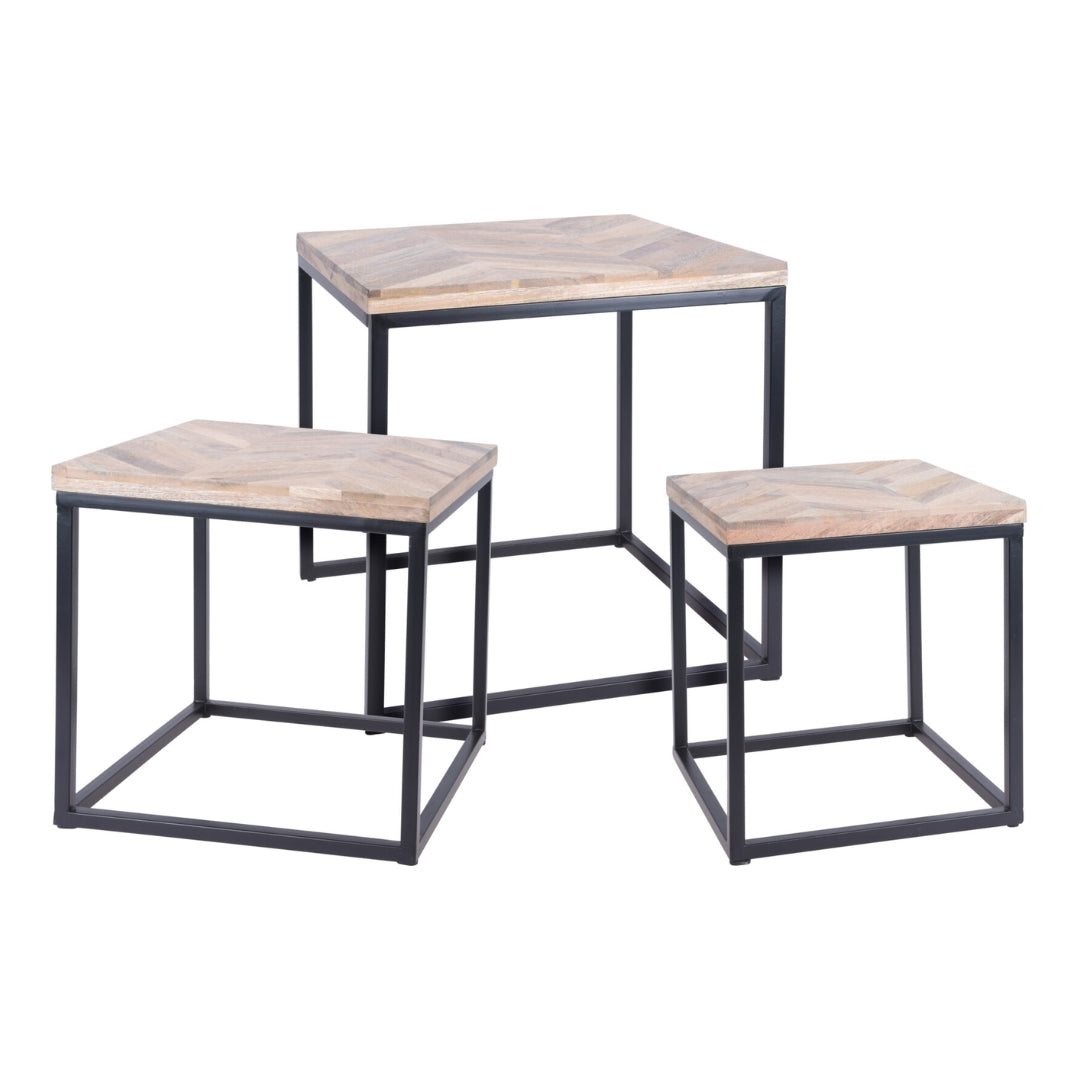 Síðuborð 3stk H35cm-43cm ljóst træ