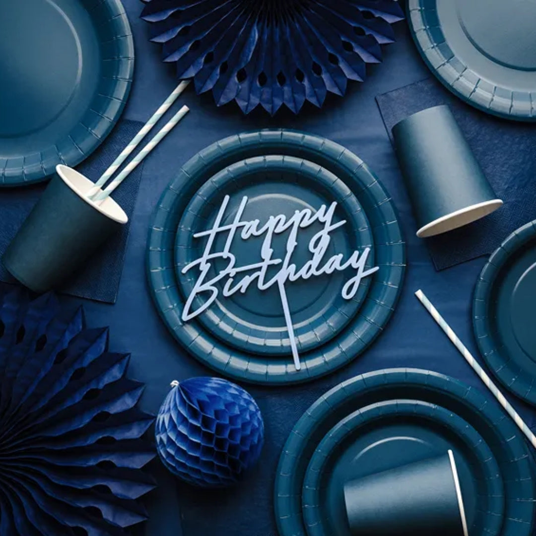 Tallerkar papír M. Blátt 23cm 6stk