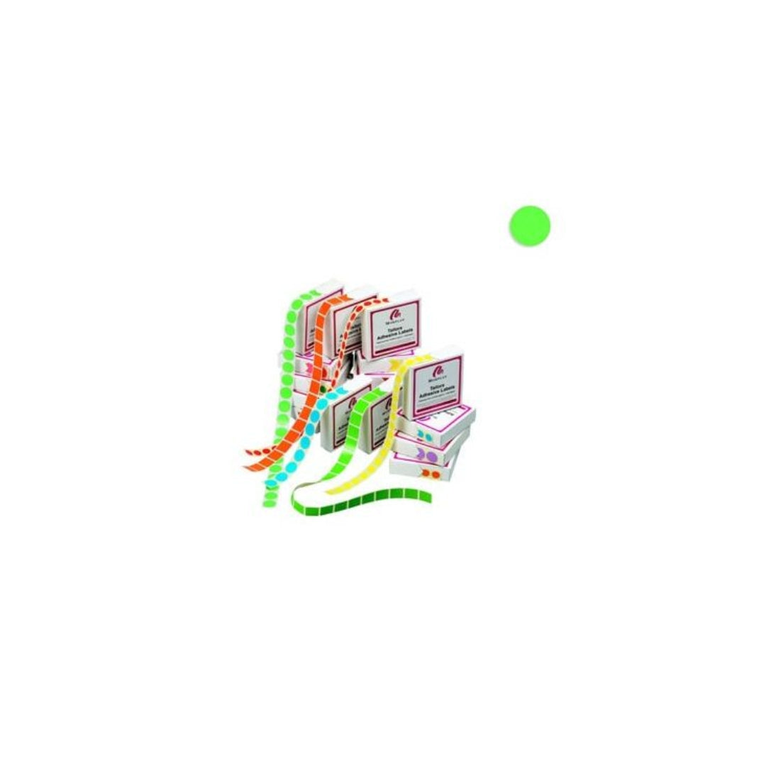 Etikettir grønar Ø13mm sjálvkl. rull á 1000stk