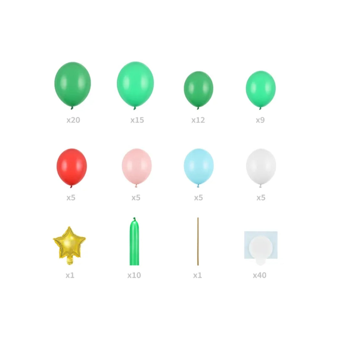 Ballóngarland jólatræ 65x161cm 65stk