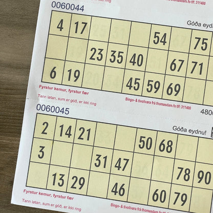 Bingoplátur 6x1 pláta perf.papír 500stk