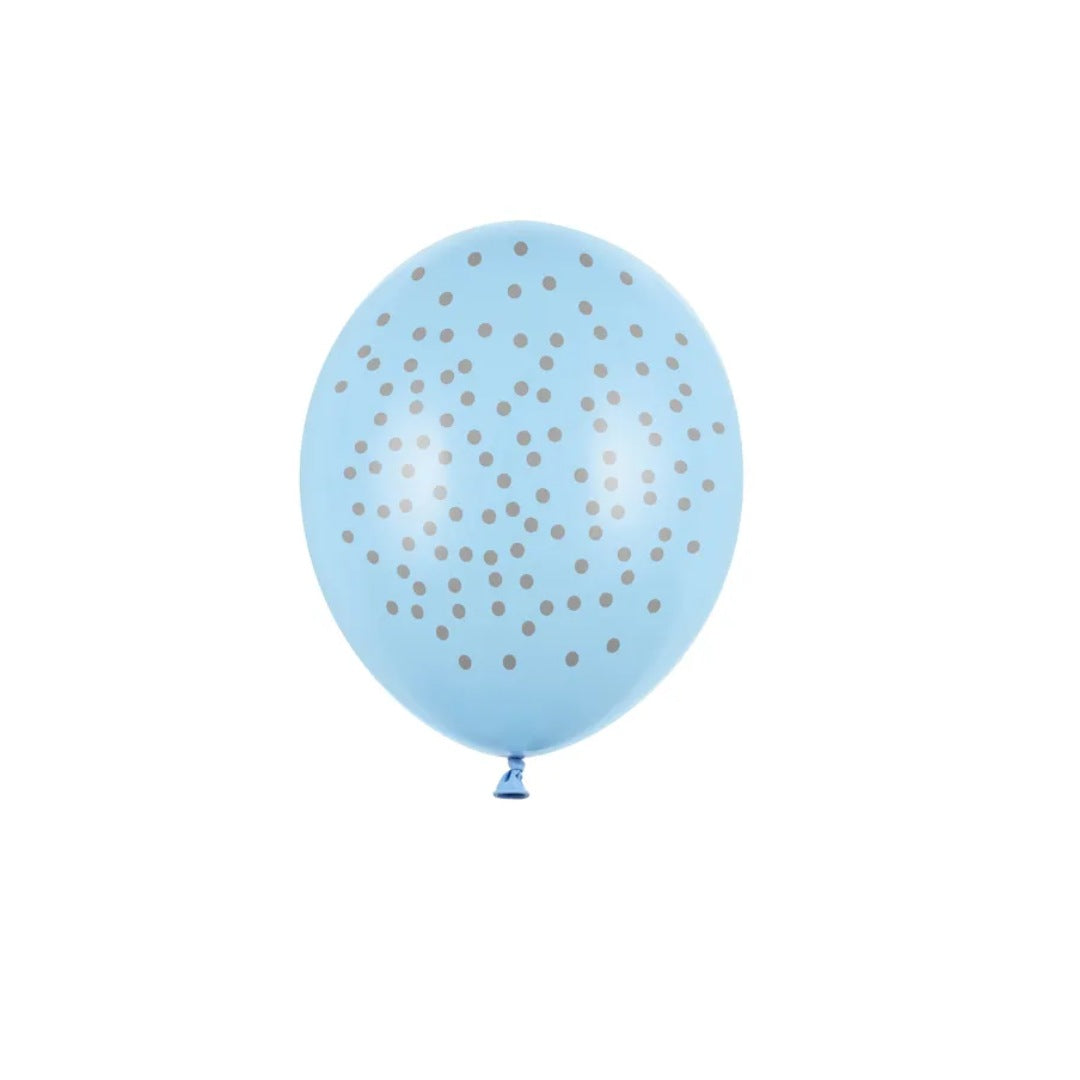 Partydeco Ballónir 30cm Dots,Pastel Baby Blue 6stk