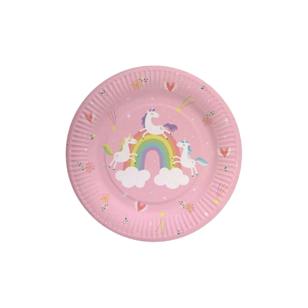 Papptallerkar 23cm 8stk papír Einhyrningur