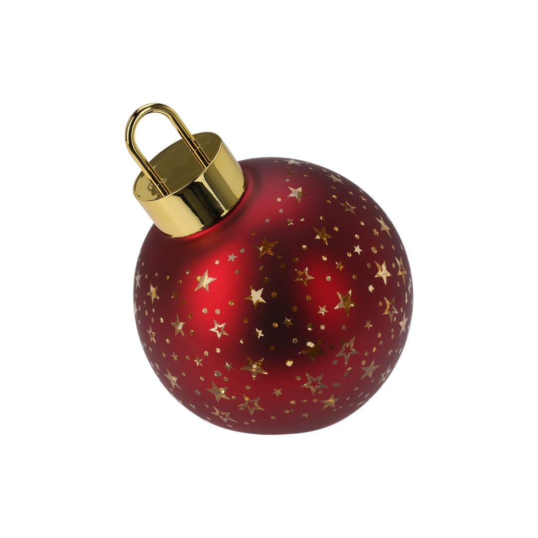 Jólakúla 15cm reyð v/LED