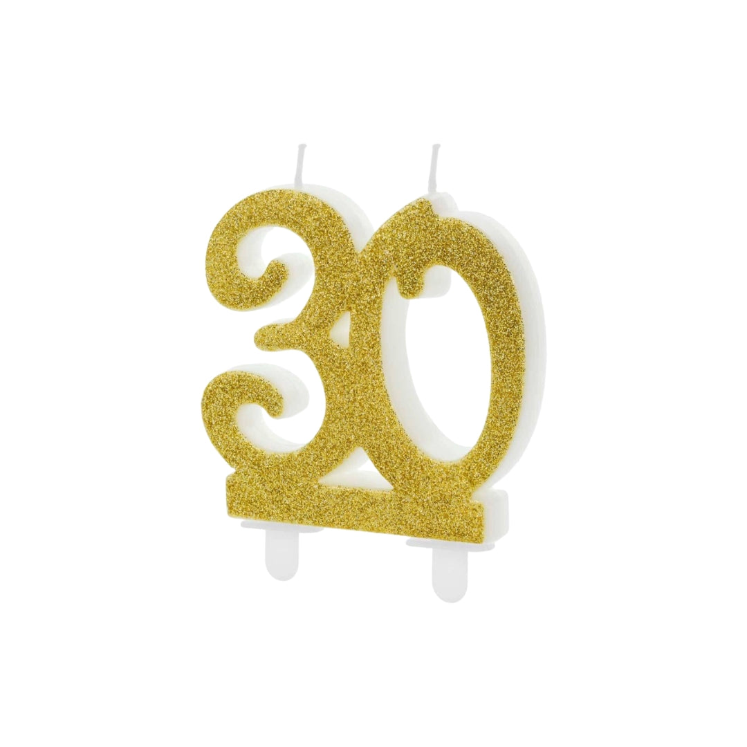 PartyDeco Føðingardagsljós nr.30, gull, 7.5cm 1/24