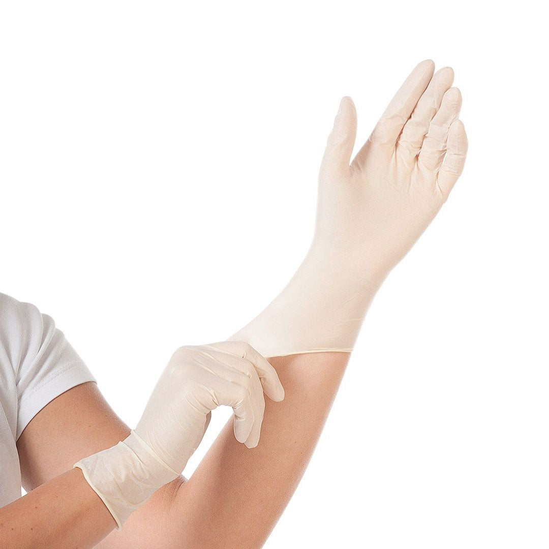 Examin.handskar, Latex. +medic+føðsl. 100stk Hygo