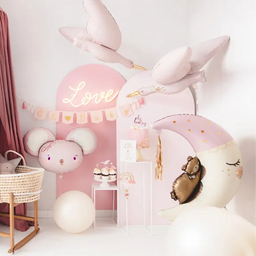 Ballón foliu Storkur 103x60cm light pink