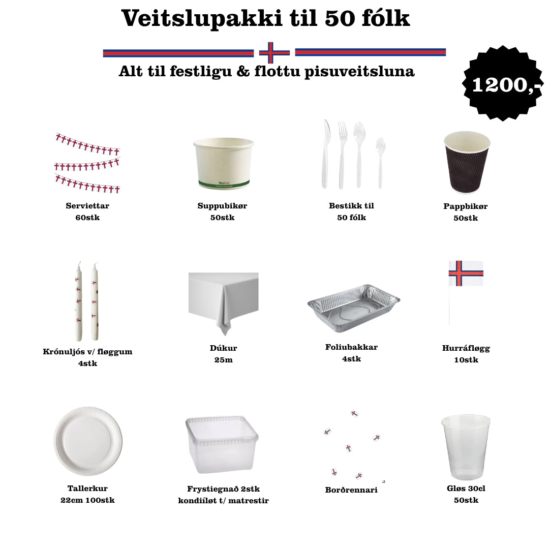 Veitslupakki til pisuveitsluna til 50 fólk flagglitirnir