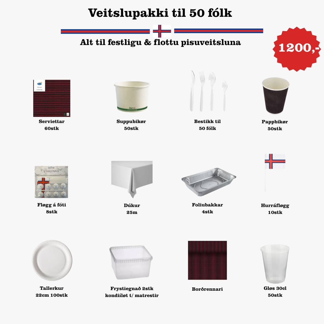 Veitslupakki til pisuveitsluna til 50 fólk