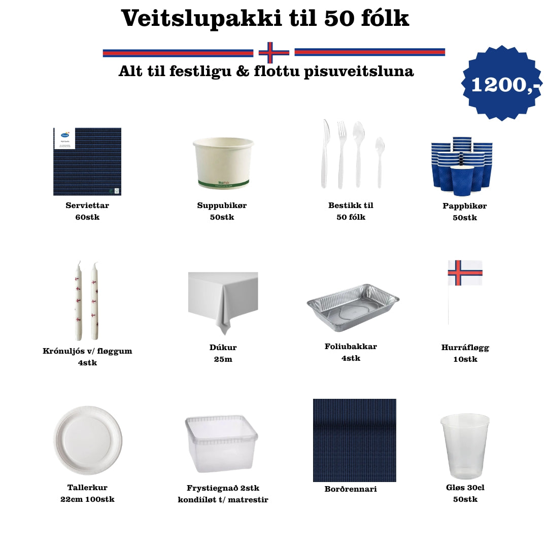 Veitslupakki til pisuveitsluna til 50 fólk blátt