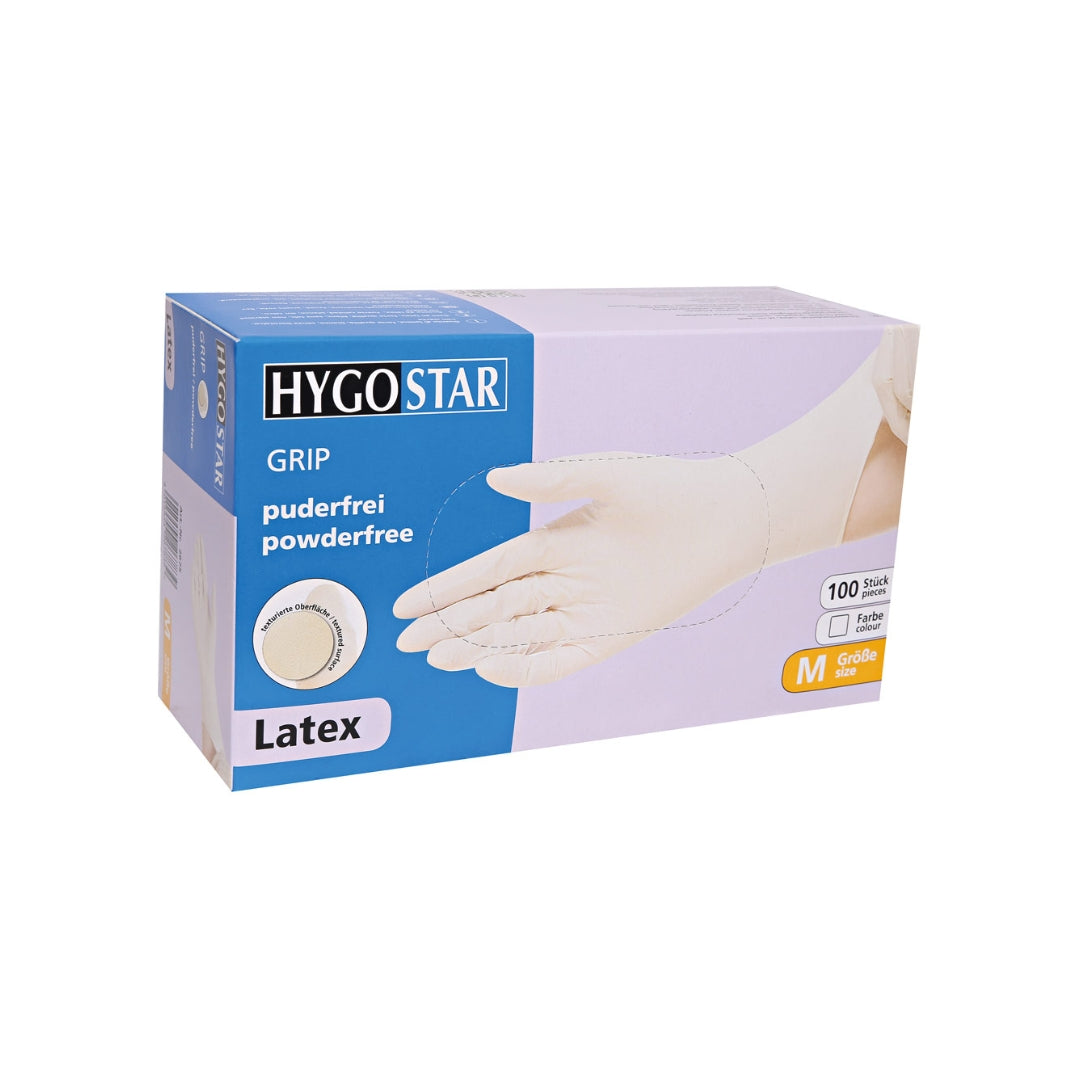 Examin.handskar, Latex. +medic+føðsl. 100stk Hygo