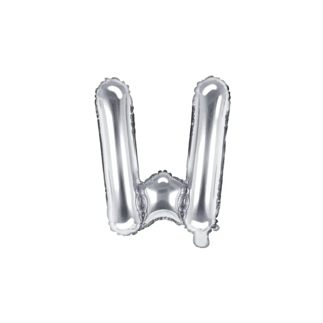 Partydeco Ballón foliu Bókst. &quot;W&quot;, 35cm, silvur