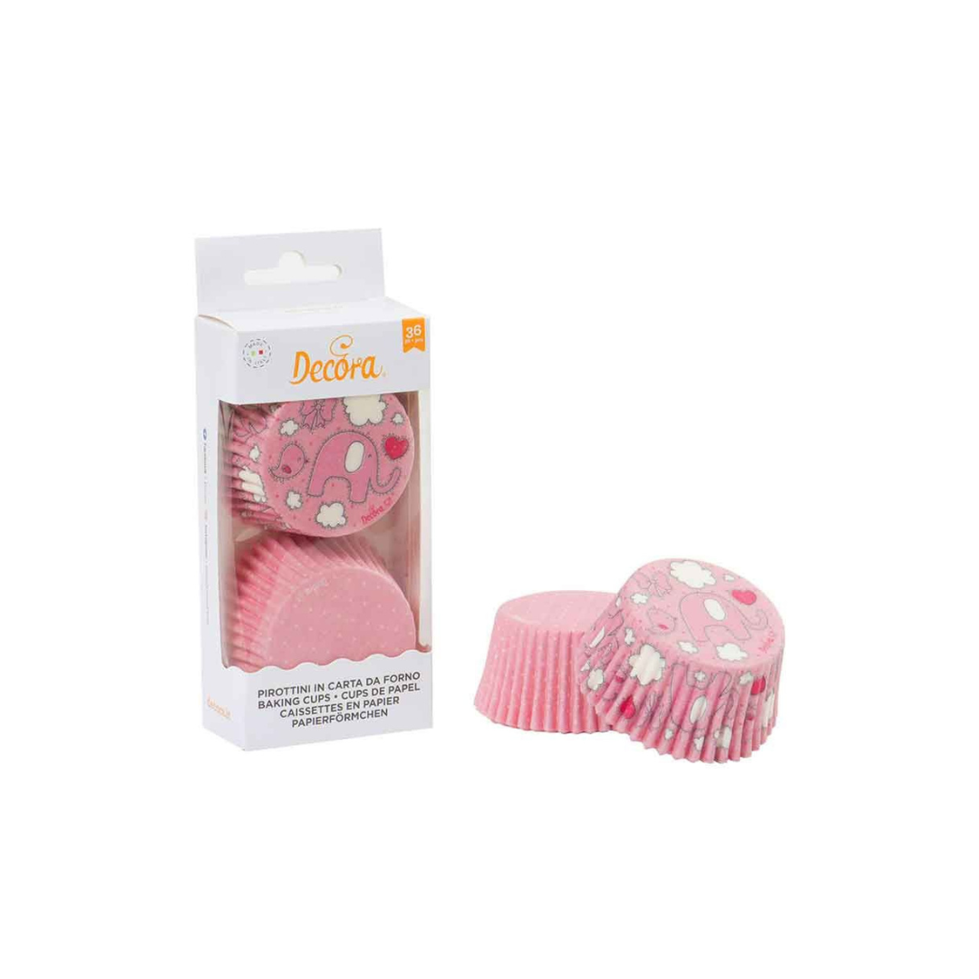 Decora muffinsformar fílur rosa 36stk 50x32mm