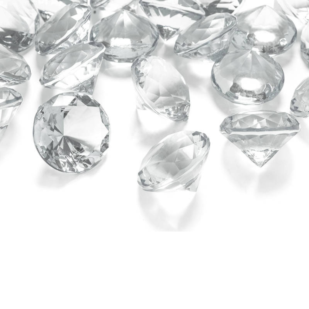 Partydeco Diamant Konfetti, transparent, 30mm