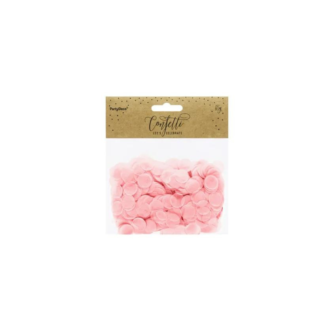 Partydeco Konfetti rund ljóst pink 15g