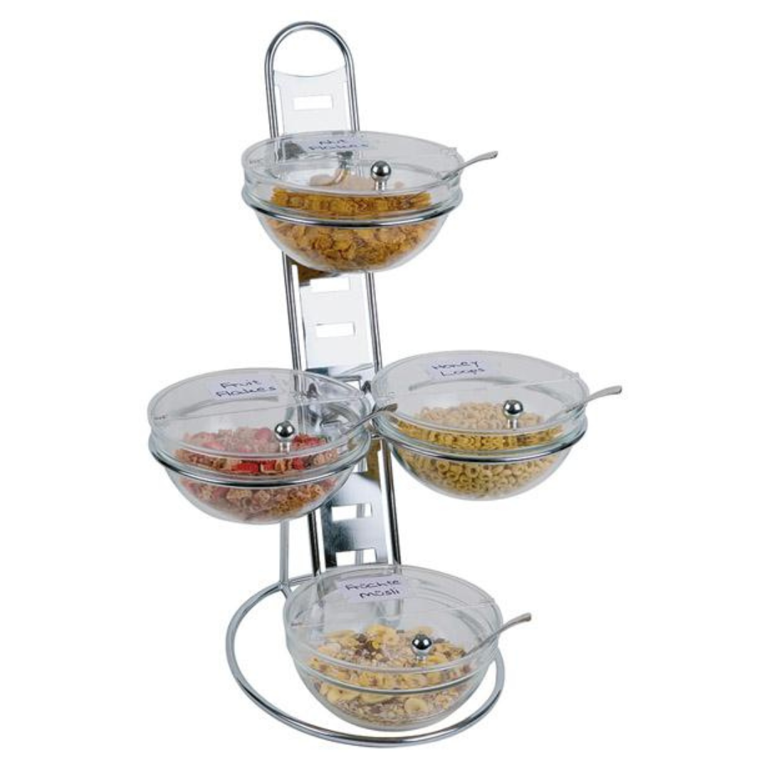 Buffetstandari v/4 skálum v/klapploki 23cm