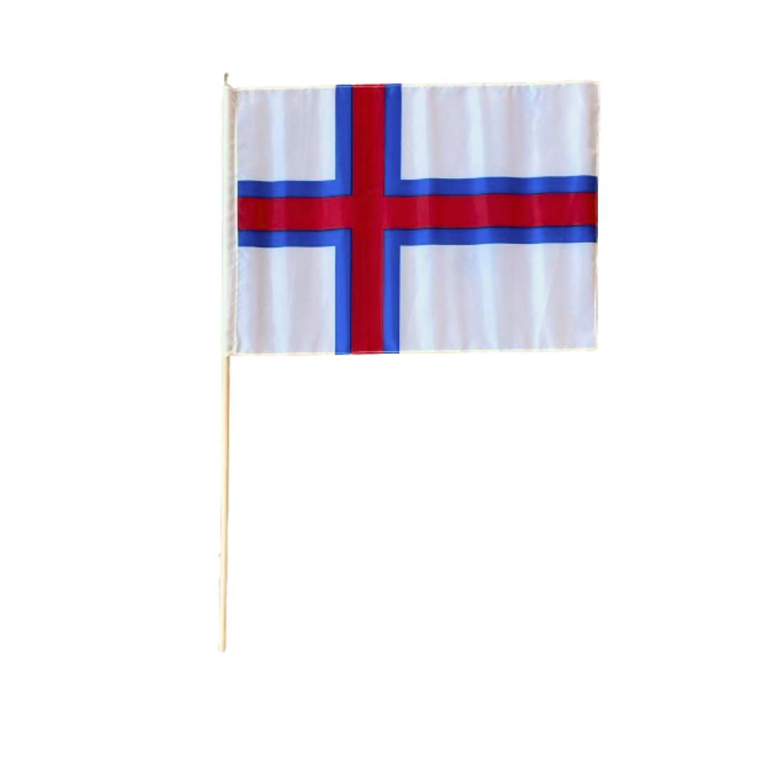 Hurráflagg polyester 27x20cm á pinni L60cm
