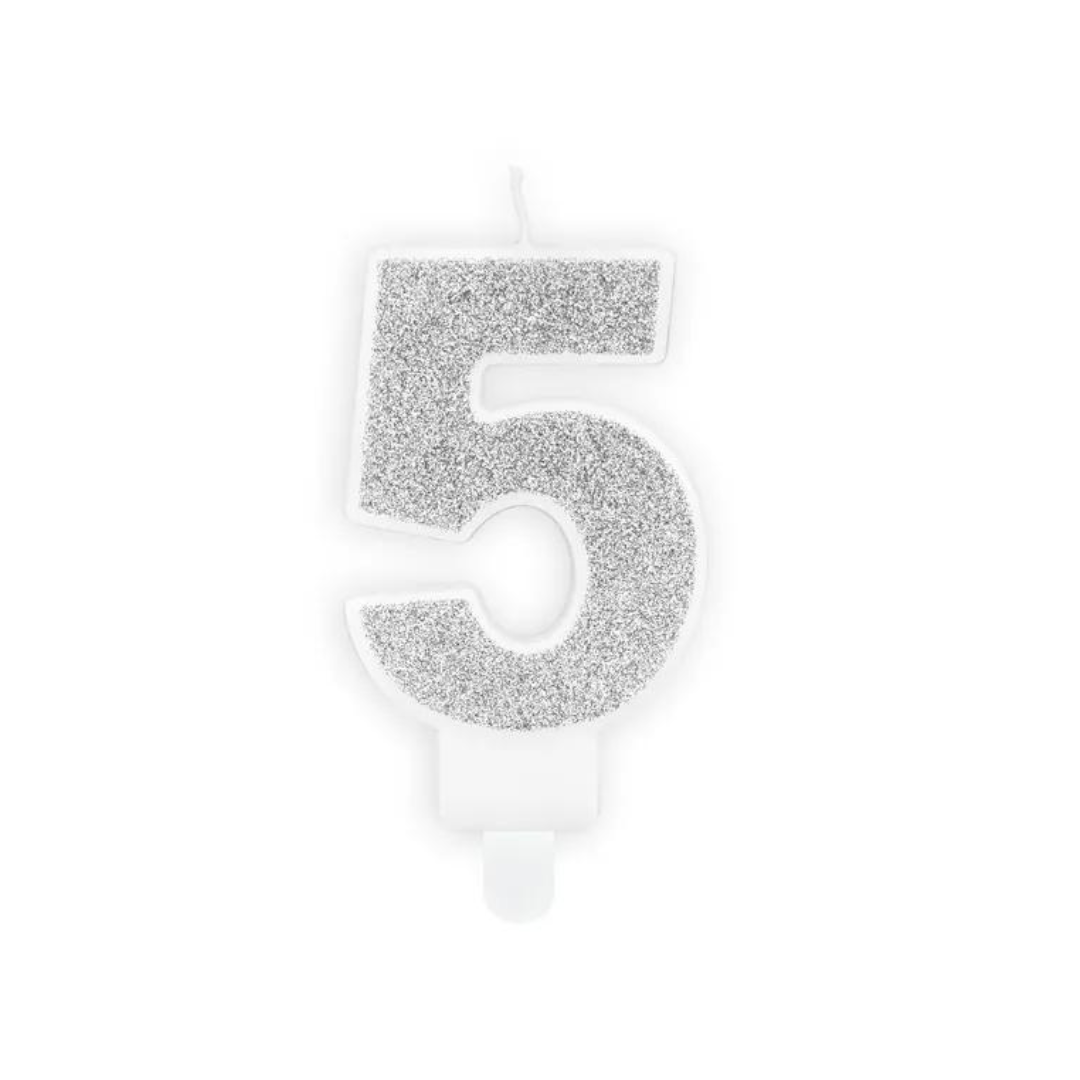 Partydeco Føðingardagsljós Nr. 5 silvur 1stk