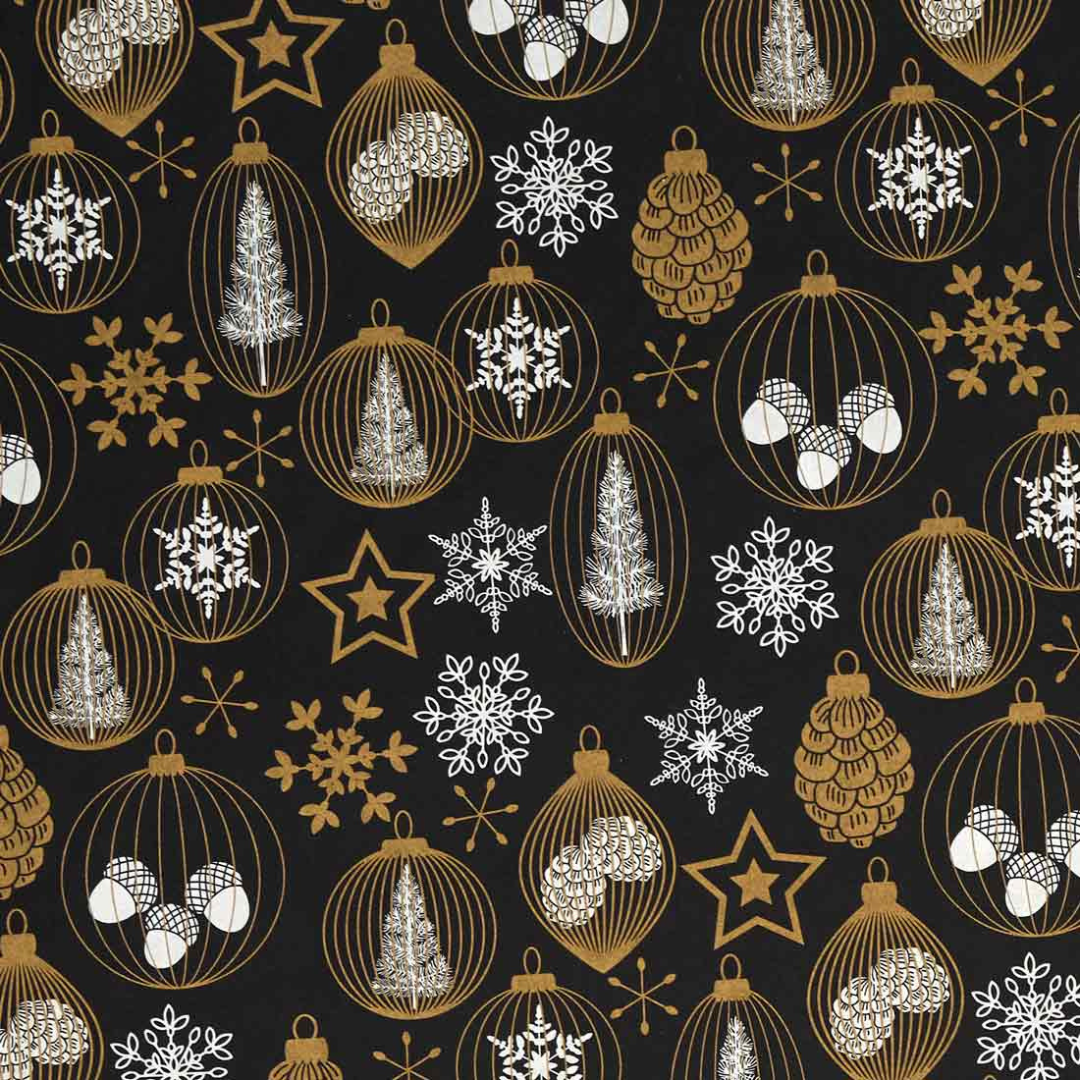 Gávupapír B57cm Ornaments Black/Gold