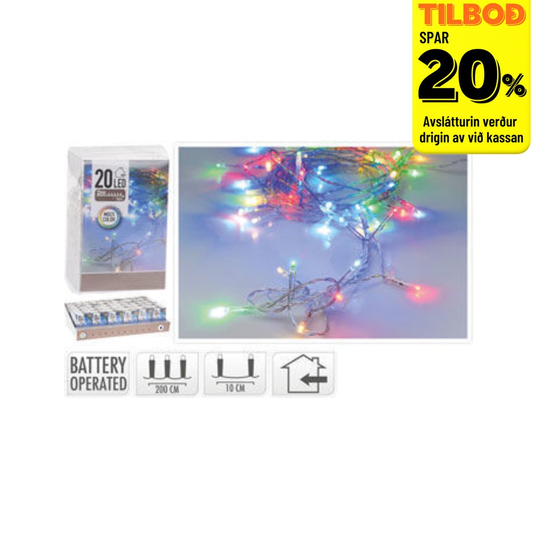 Ljósketa Multicolor 20LED innandura