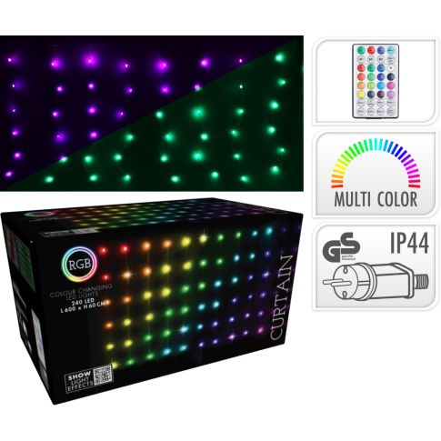Gardinketa 6m H60cm 240LED Marglitt+fleirf.