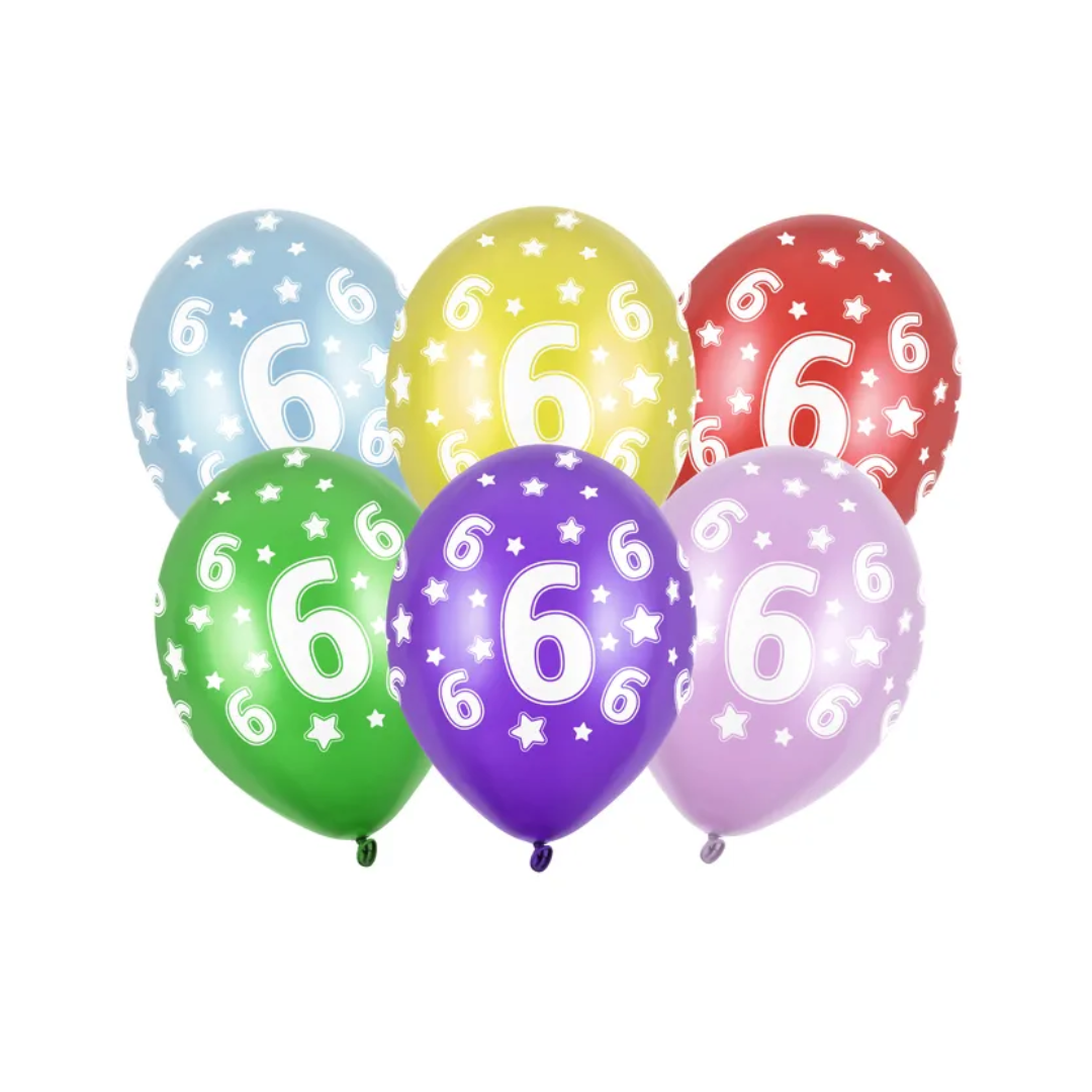 Ballónir 30cm &quot;6&quot; Met./50stk