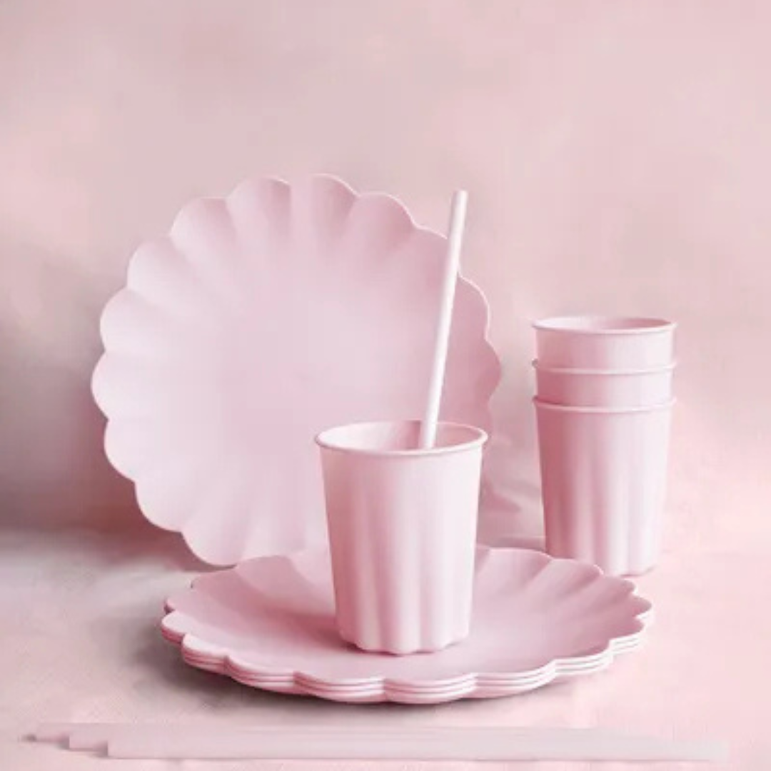 Tallerkar Plast Pink 22x22cm 4stk