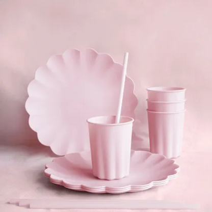 Tallerkar Plast Pink 22x22cm 4stk