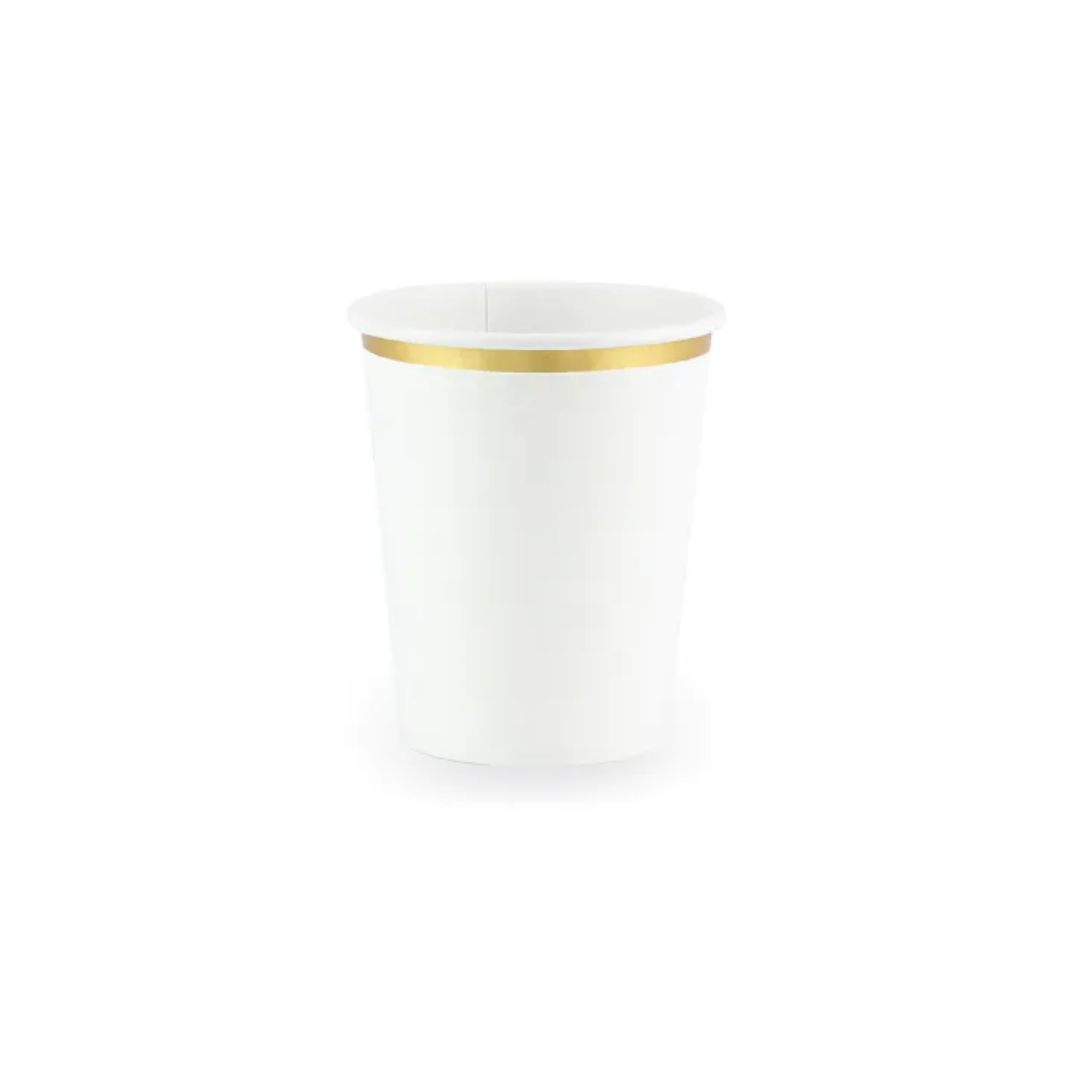 Pappbikur Hvítt v/Gullrond 260ml 6stk