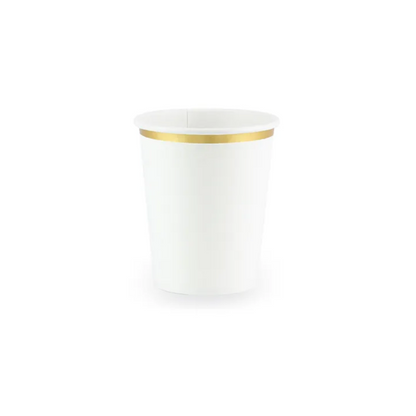 Pappbikur Hvítt v/Gullrond 260ml 6stk