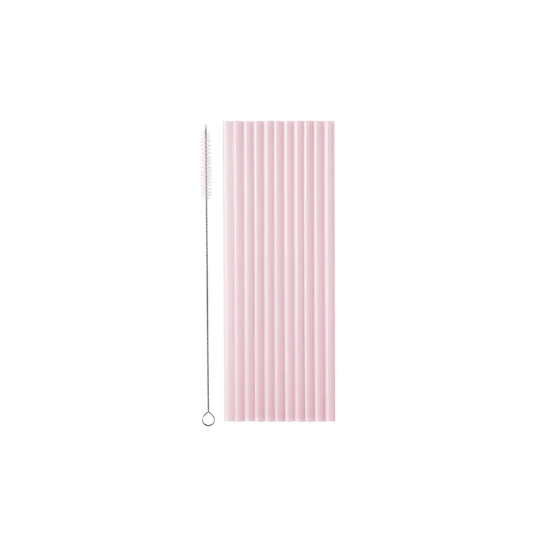 Súgvirør plast Pink 23cm 12stk