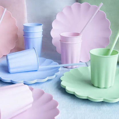 Súgvirør plast Ský blátt 23cm 12stk