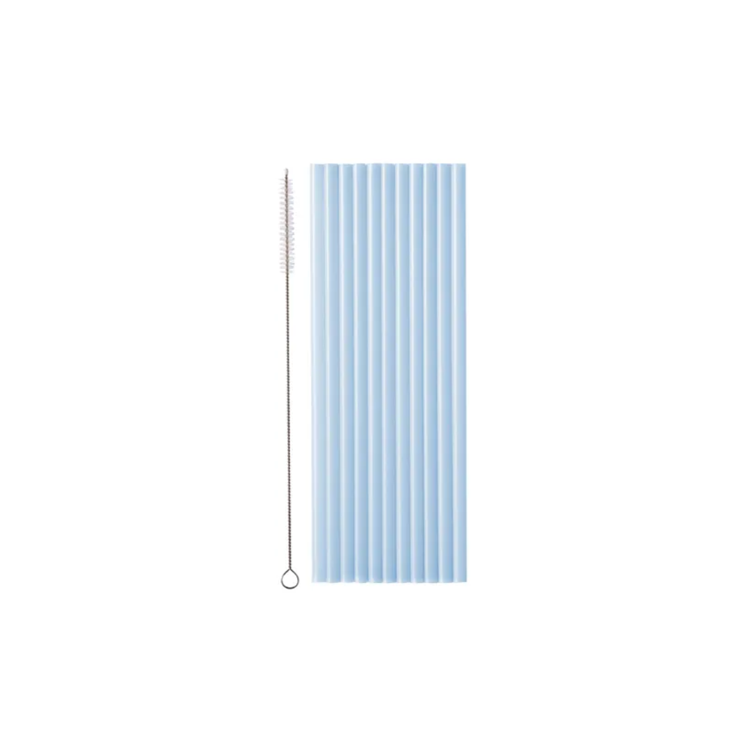 Súgvirør plast Ský blátt 23cm 12stk