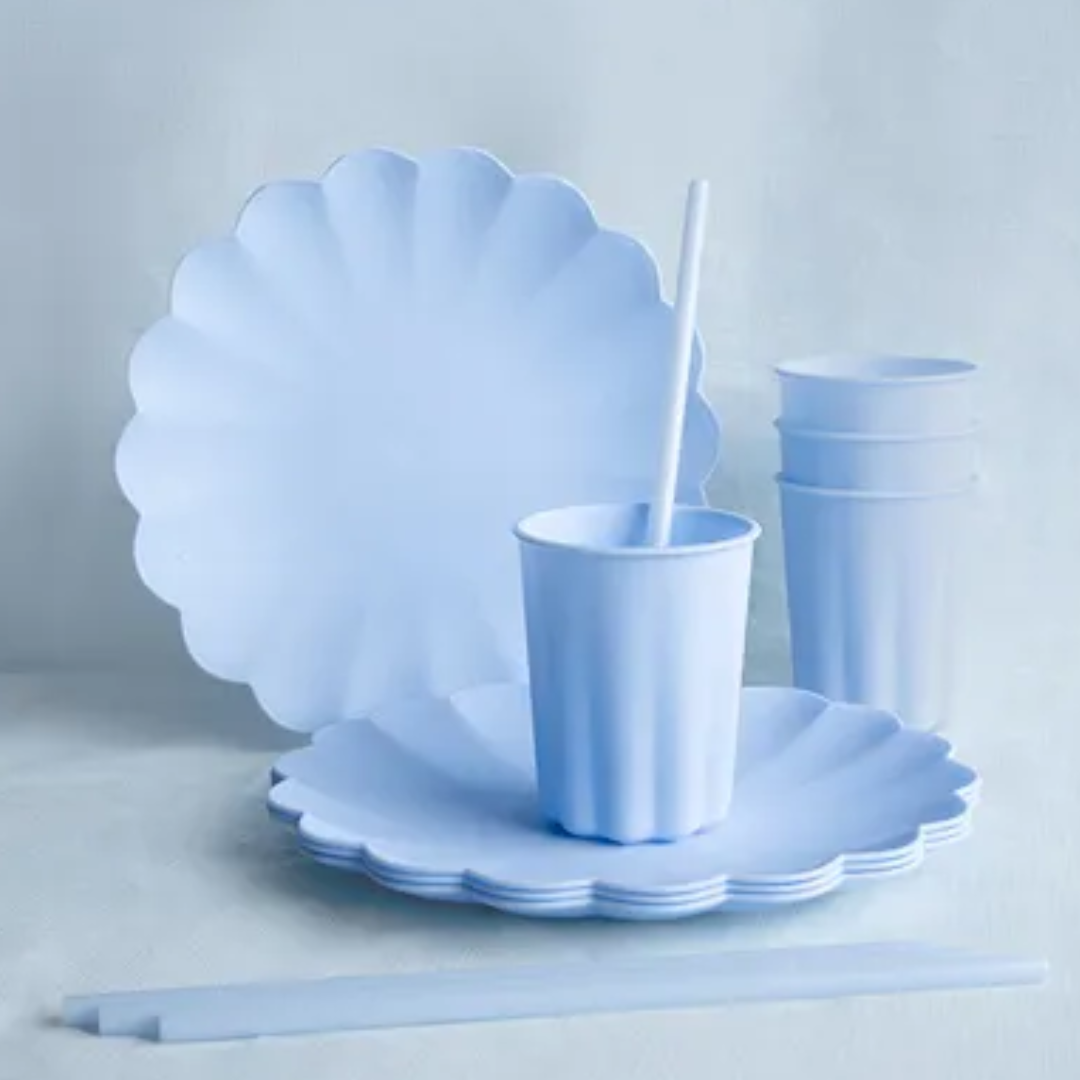 Súgvirør plast Ský blátt 23cm 12stk