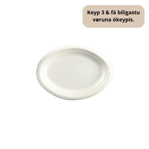 Tallerkar ovalur Bagasse 26x19cm 125stk|Kar/4