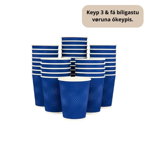 Pappbikar 24cl 3-lag bylgjur blátt 25stk|Kar/20